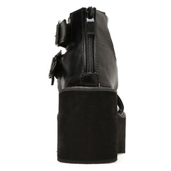 Schwarze Gothic Punk Plateau-Sandalen mit Knöchelriemen