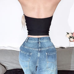 Top de tubo negro con cordones