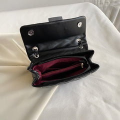 Black PU Leather Quilted Shoulder Bag