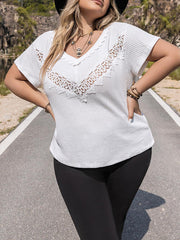 Plus Size V-Neck Short Sleeve Blouse