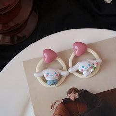 Pendientes retro de corazón lindo