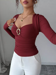 Elegant Ruched Long Sleeve Top