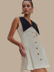 Button Front Sleeveless Mini Dress