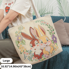 Bolsa de mano con diseño de conejo de dibujos animados bordado kawaii