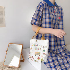 Niedliche Canvas-Tasche mit aufgedruckter Illustration