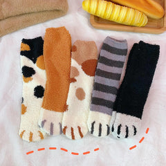 Calcetines cálidos con forma de pata de gato