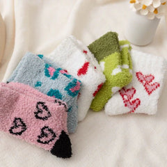 Calcetines de suelo de polar coral Retro Love