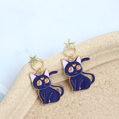 Kawaii Star Moon Cat Earrings