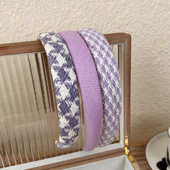 Diadema de ala ancha tejida con pata de gallo vintage morada