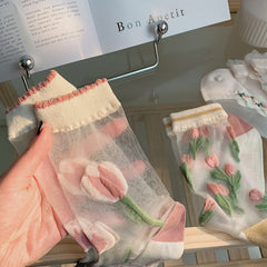 Sommerliche Liliensocken aus Glaswolle