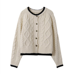 Suéter tipo cárdigan de punto con giro