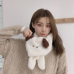 Cute Cartoon Puppy Plush Scarf