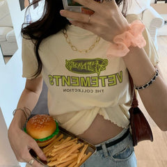 Camiseta corta de encaje de verano