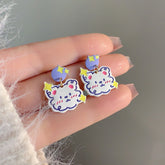 Cartoon Color Contrasting Star Bear Earrings