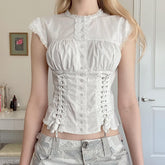 Coquette Lace Up Corset Blouse