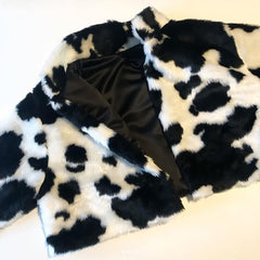 Cute Black And White Faux Fur Jacket