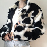 Cute Black And White Faux Fur Jacket