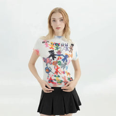 Linda camiseta de dibujos animados kawaii harajuku