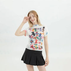 Linda camiseta de dibujos animados kawaii harajuku