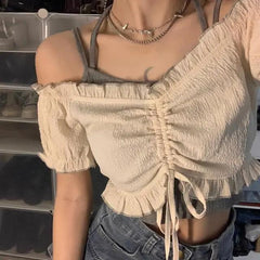 Top corto de dos piezas con cordón ajustable