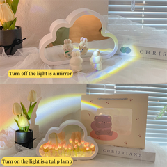 Kawaii Cloud Mirror Tulip Night Light