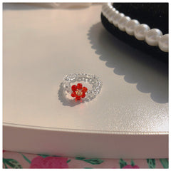 Anillo de flor de cristal trenzado a mano