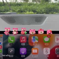 Adorno decorativo para coche con forma de oso de dibujos animados kawaii