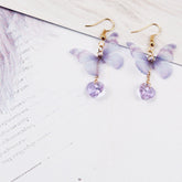 Pendientes colgantes con forma de corazón y mariposa