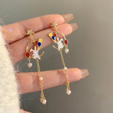 Long Oil Drip Bunny Balloon Earrings