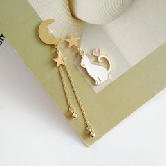 Lindos pendientes de gato, estrella y luna