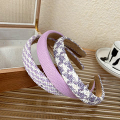 Diadema de ala ancha tejida con pata de gallo vintage morada