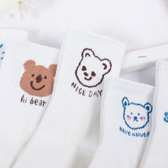 Süße Baumwollsocken mit Bär und Kaninchen