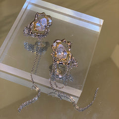 Pendientes de cadena con flecos y forma de iceberg