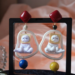 Lindos pendientes exagerados de gato