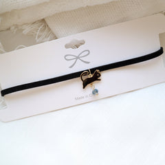 Gargantilla de espina de pescado de gato de terciopelo negro