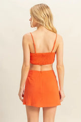 Ruched Bra Top and Mini Skirt Set