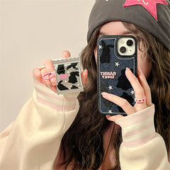 Star Black Bunny Airpods Case