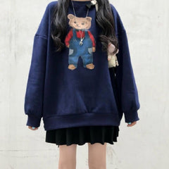 Sudadera con capucha suelta de oso lindo