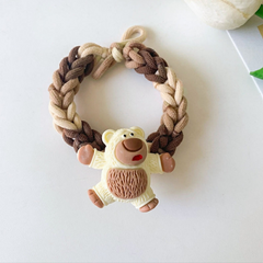Pulsera trenzada hecha a mano con forma de oso kawaii