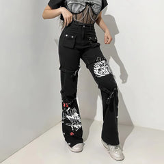 Vaqueros cargo negros emo góticos