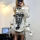 Suéter emo gótico con hombros descubiertos