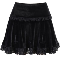 Emo Goth Samt Minirock