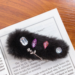 Cute Rhinestone Plush Hair Clip