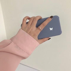 Anillo abierto ajustable con flor de doble capa kawaii