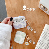 Estuche para Airpods con diseño de flores (con colgante)