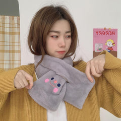 Bufanda de flores con sonrisa de dibujos animados kawaii