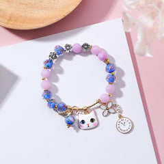 Pulsera de esmalte de colores con forma de gato