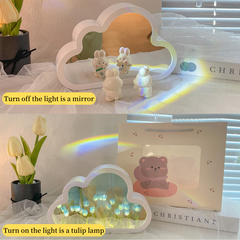 Kawaii Cloud Mirror Tulip Night Light