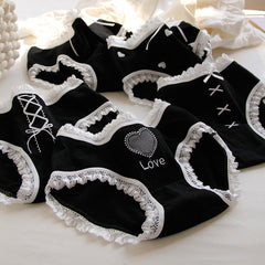 Bragas Lolita con ribete de encaje negro