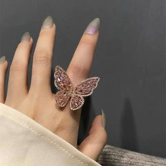 Anillo ajustable abierto de mariposa vintage